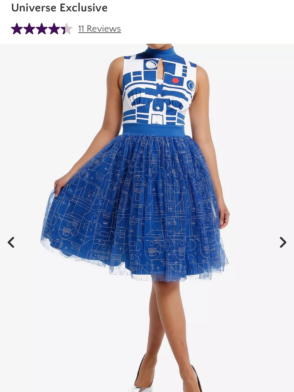Her Universe Blue and White R2-D2 Inspired Fit-and-Flare Dress